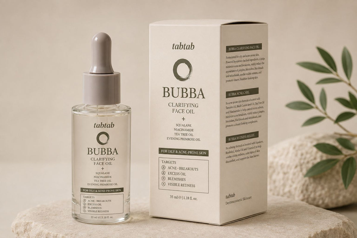 Bubba Clarifying Face Oil 35 ml bottle beside its carton