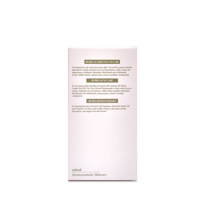 Bubba Clarifying Face Oil carton, ingredients panel