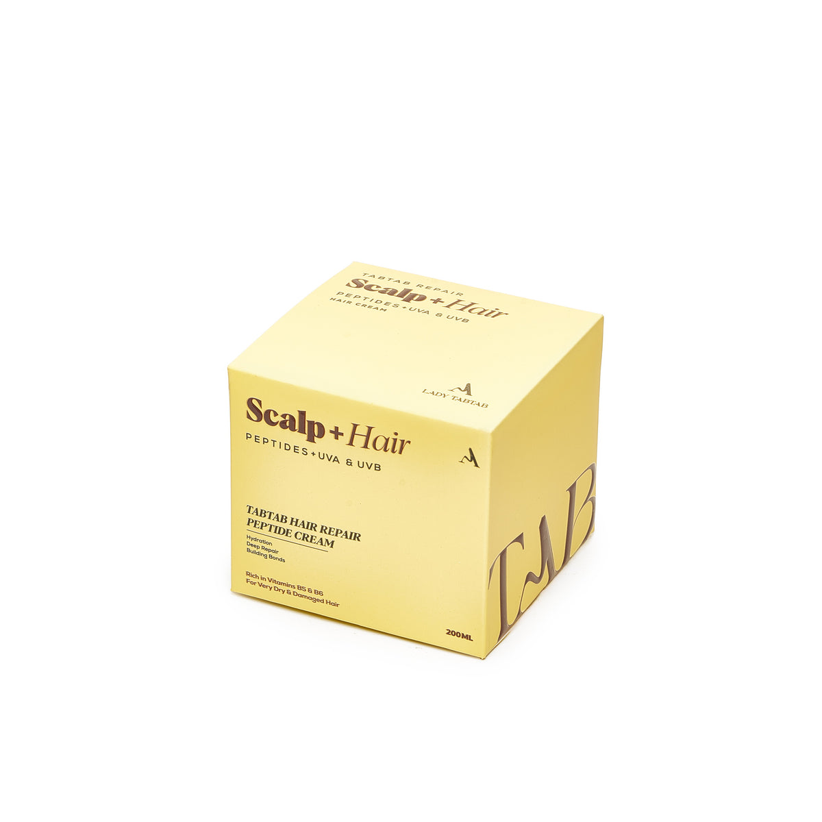 Scalp + Hair Leave-In Cream carton, three-quarter view
