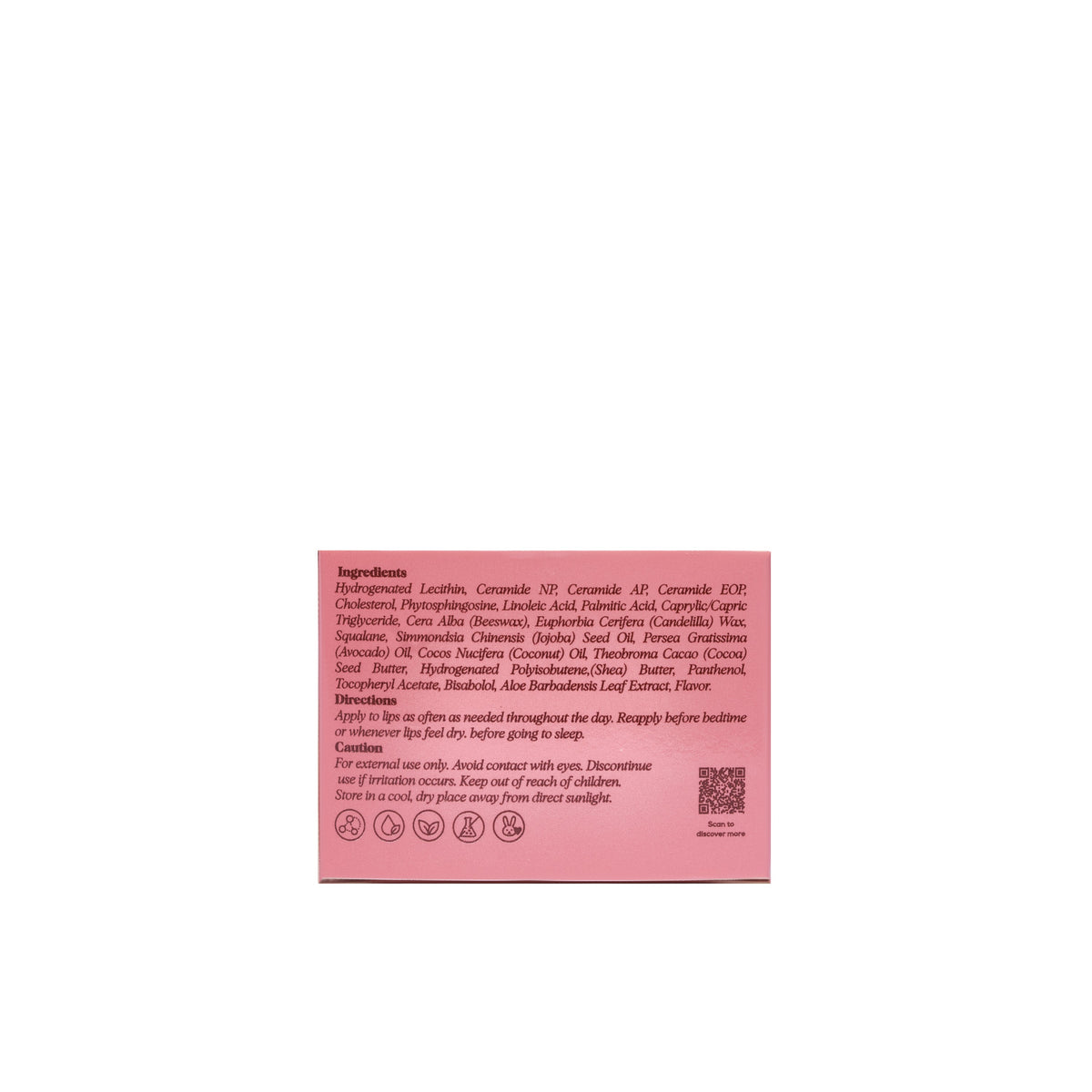 LipLam Barrier Lip Balm — Berry Rose, carton ingredients panel