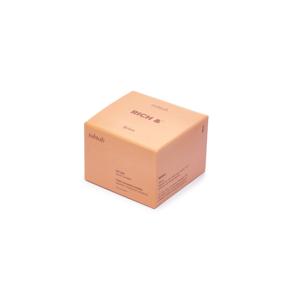 LipLam Barrier Lip Balm — Peachy Nude, carton, three-quarter view