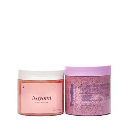 Nayomi and Perdita body scrubs side by side