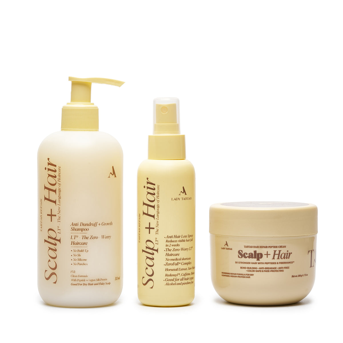 Scalp + Hair Collection with FiberHance cream: shampoo, spray and cream