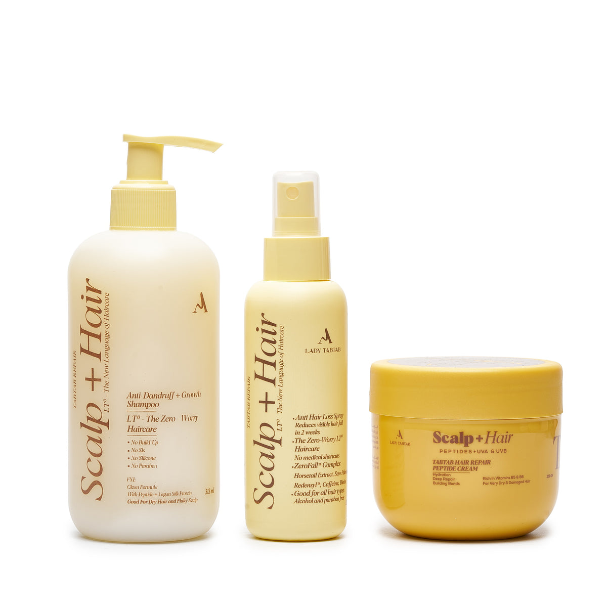 Scalp + Hair Collection with Leave-In cream: shampoo, spray and cream